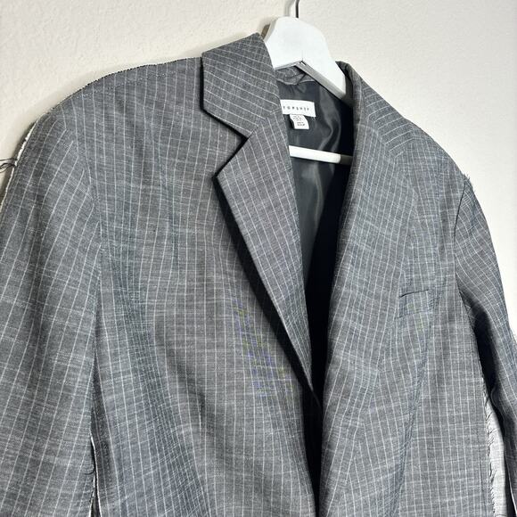 Topshop Deconstructed Pin Stripe Two Toned Gray Suit Blazer (2) Pant (4) - Picture 3 of 16